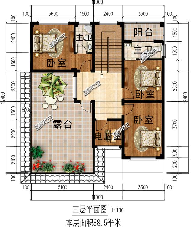 2栋三层简欧别墅设计图，外型极美，让您一见钟情无法自拔。