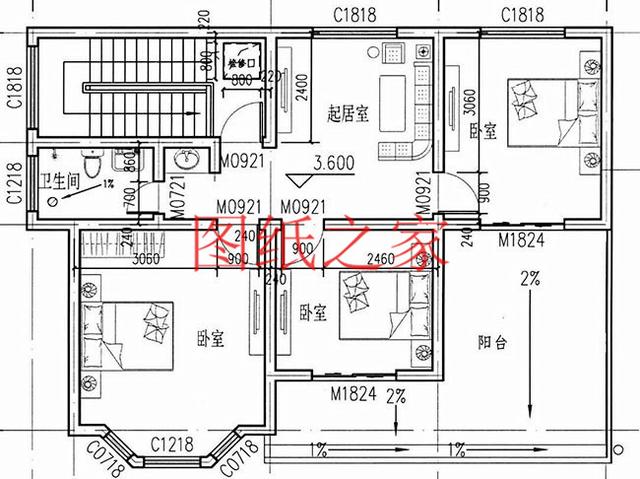 户型方正的二层别墅，占地120平进深9米多，非常符合农村需求！