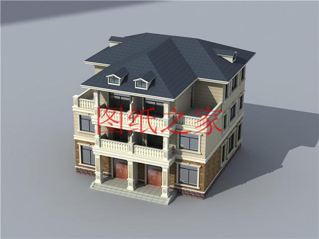 5套三层双拼别墅方案，单户100平左右，对称设计彰显房屋气势！