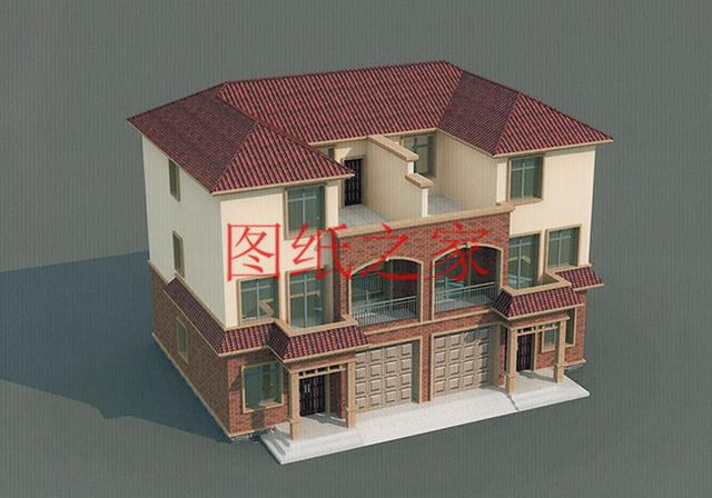 5套三层双拼别墅方案，单户100平左右，对称设计彰显房屋气势！