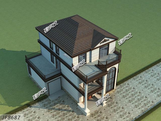 豪华大气的新中式别墅设计图，大落地窗带车库，很中意！