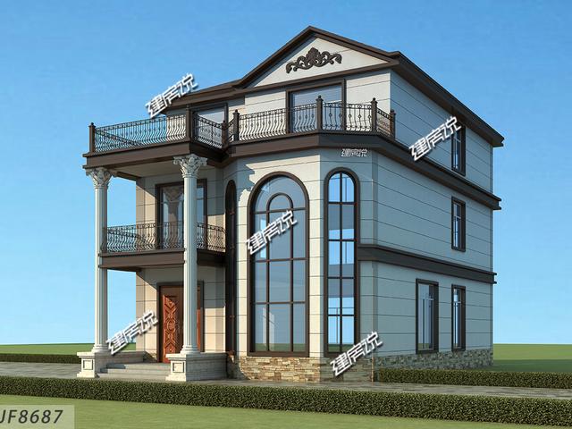 豪华大气的新中式别墅设计图，大落地窗带车库，很中意！