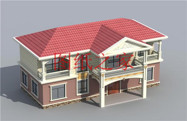 简洁实用的农村二层别墅，非常适合宅基地是长方形的家庭修建！