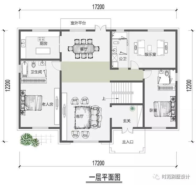 农村新中式两层别墅设计方案，12x17米6室6卫，沉稳优雅适合自建