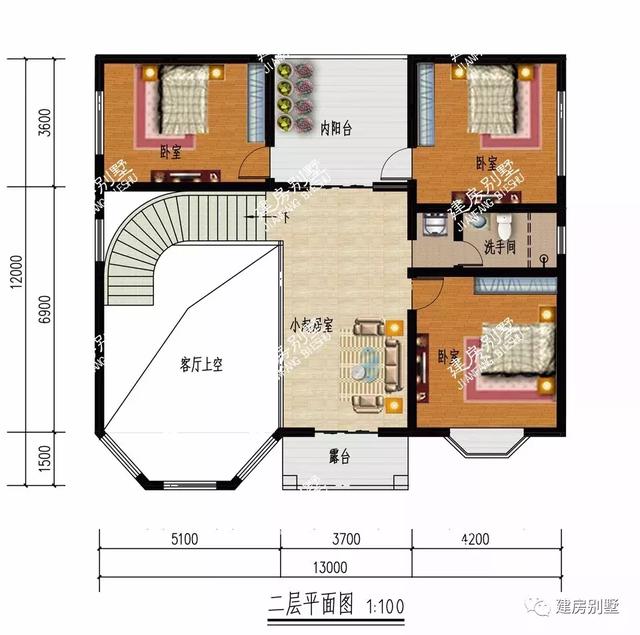 配复式客厅的两层农村别墅，第二栋扬名于湖南和广东