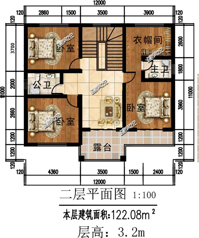 11x12米欧式三层别墅，豪华大气、方正实用，华丽丽得非常漂亮