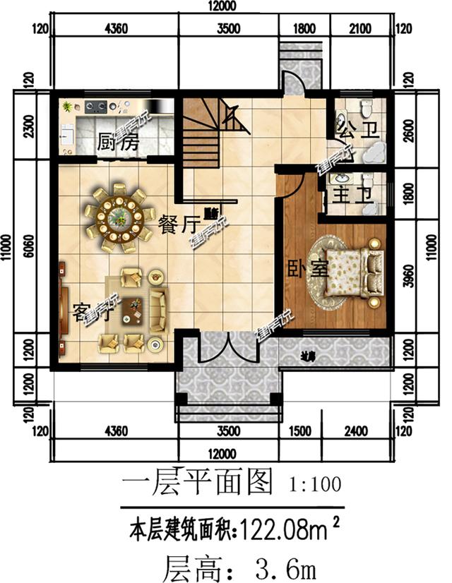 11x12米欧式三层别墅，豪华大气、方正实用，华丽丽得非常漂亮