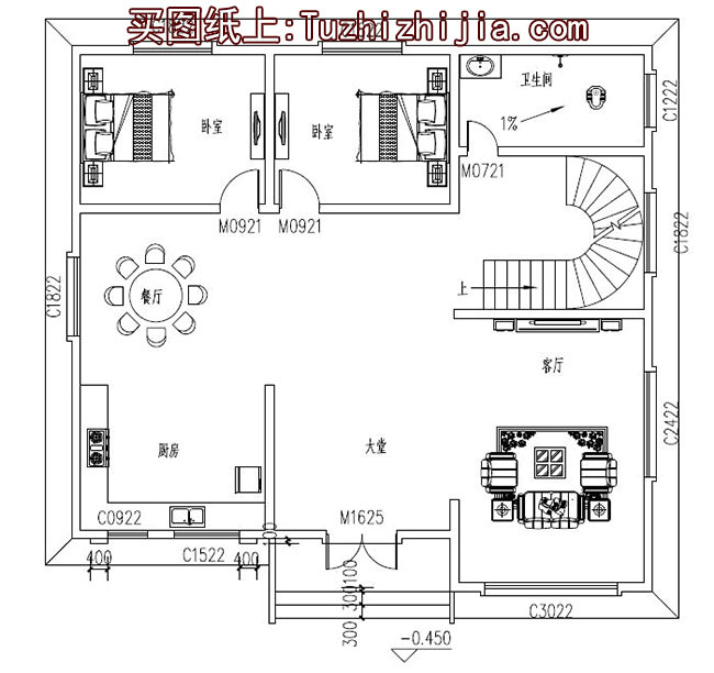 两层三间农村房屋设计图