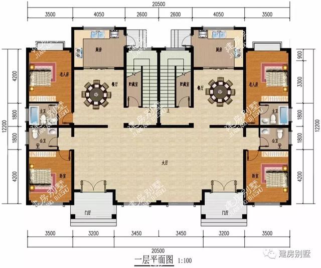 两套三层双拼别墅设计图，都有复式客厅，建第一套的兄弟，有钱又有品位