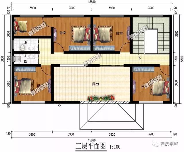 16×9米三层农村别墅设计方案，光卧室就是12个，气派又实用