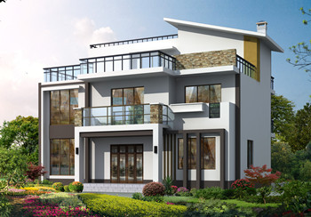 13×10米现代简约风格三层别墅图，坡屋顶和平屋顶完美结合