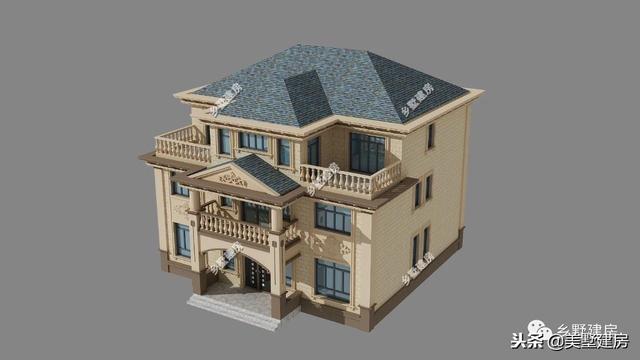 占地223平的农村三层欧式大别墅设计图，精美的构件和装饰，中式和欧式完美的结合，大气与实用于一体