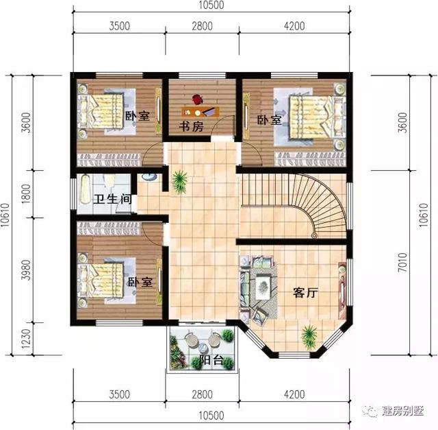 3栋外型类似的二层别墅设计图，布局上各有各自的规划，迎合不同人群的需要
