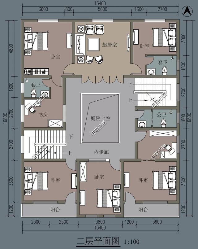 中式合院才是建房首选，13×16米双庭院户型，打造惬意农村生活
