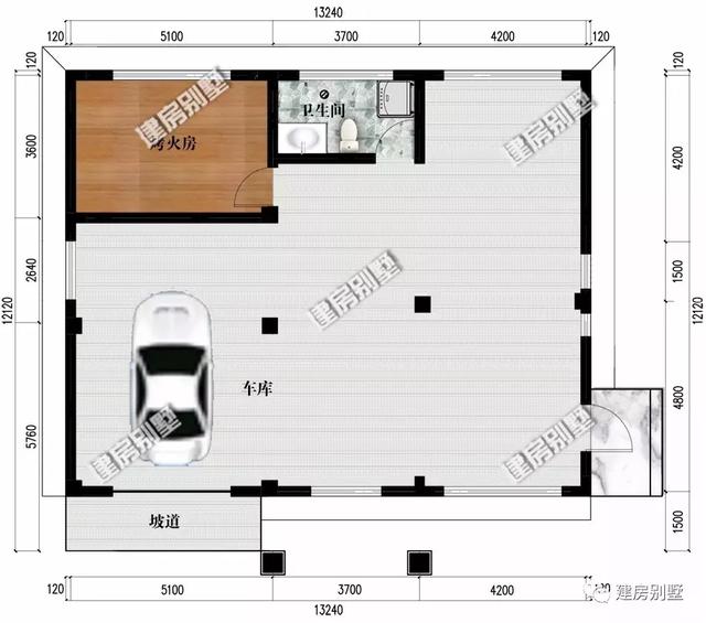 13.2×12.1米三层小别墅设计图，带架空层做车库，大气又实用