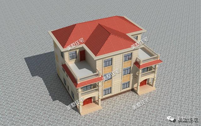双拼别墅，建了兄弟一家亲，真石漆外墙红色坡屋顶，明亮大方！