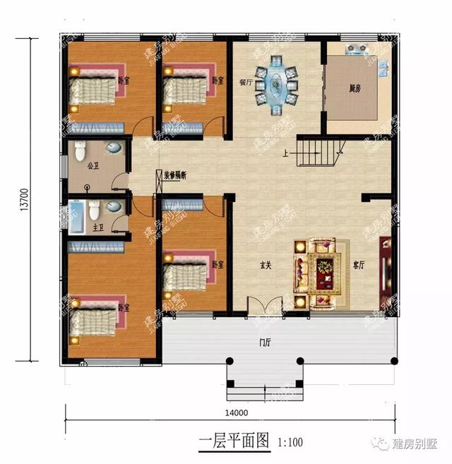 两层小别墅设计图，面宽14米左右，第二栋有7个卧室，大家庭也能住