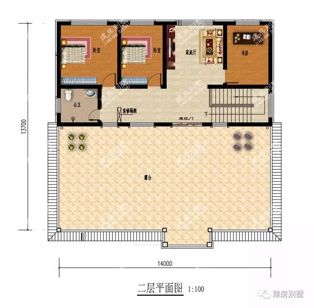 两层乡村自建房，面宽14米左右，第二栋有7个卧室，大家庭也能住