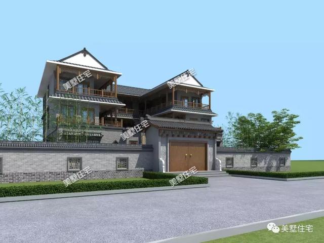 典雅中式别墅设计图，上有露台，下有庭院，这才是中国最美的房子！