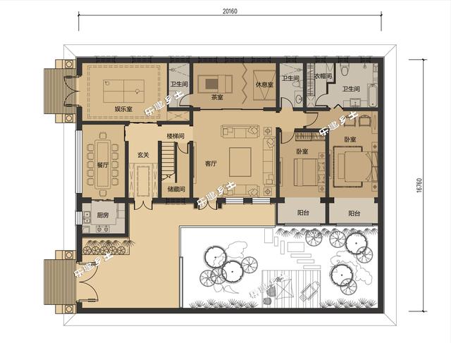 二层美式民宅设计图，功能设计齐全，根据住户需求设计