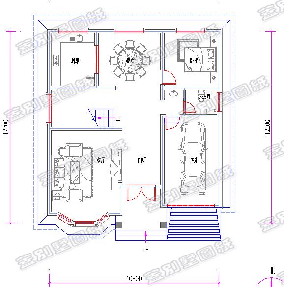 11×12米带车库+挑空客厅二层别墅设计图