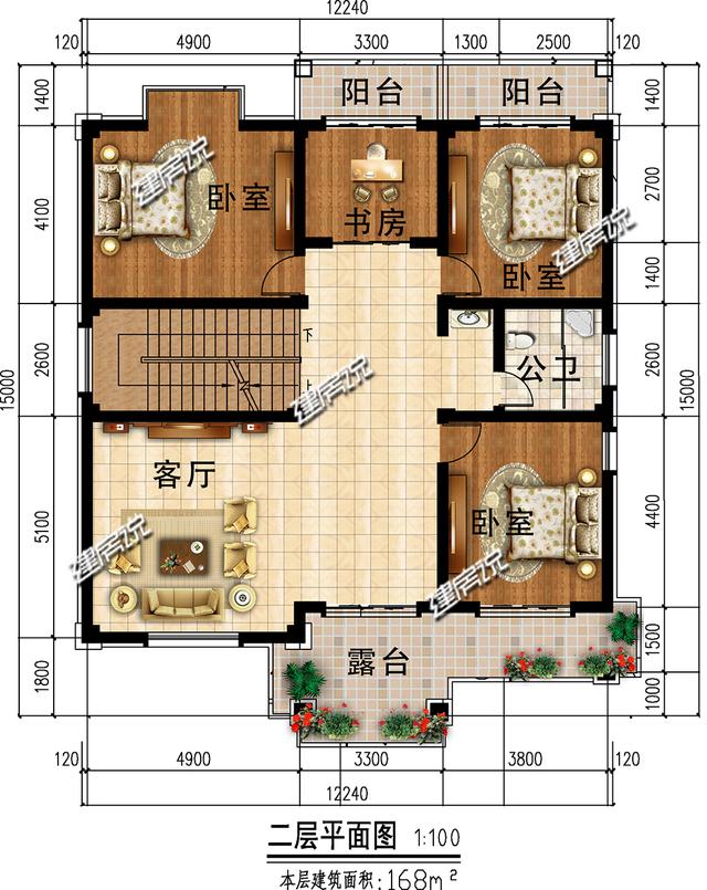 12x13.5米三层漂亮中式别墅设计图，农村建房首选中式，秒杀洋别墅