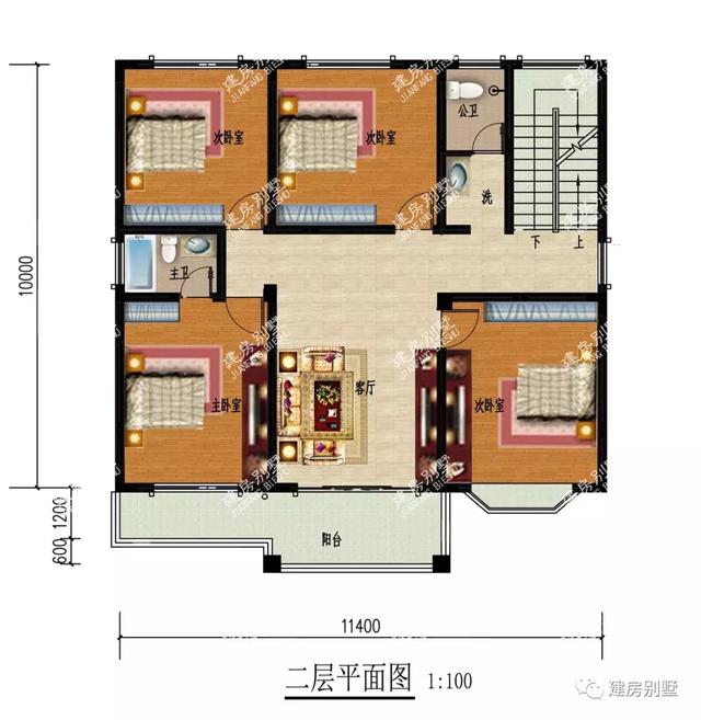 三层自建房设计图，占地面积120左右，户型设计合理，布局好