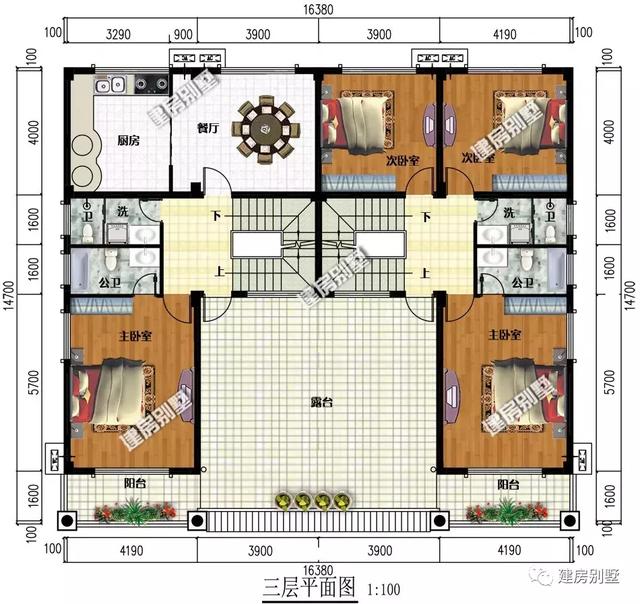 共堂屋设计的三层双拼别墅户型，满足您的需求。