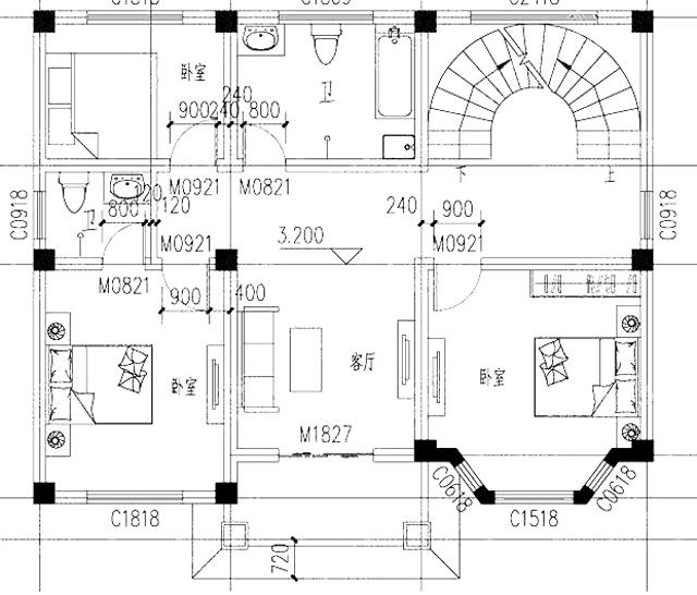 带阁楼的农村二层别墅设计图，一层二层都有，你喜欢哪一款呢？