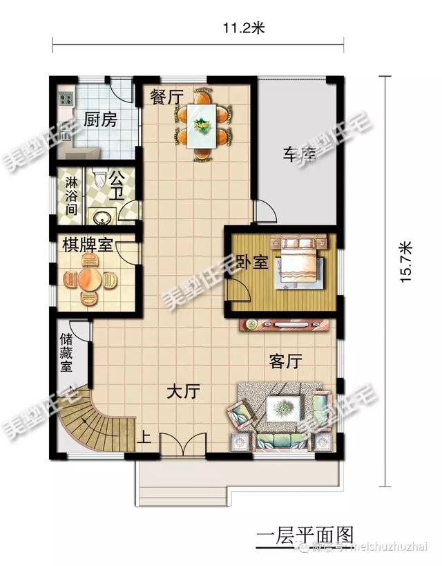 开间11米的三层别墅设计图，带有8间卧室和棋牌室，适合你吗？