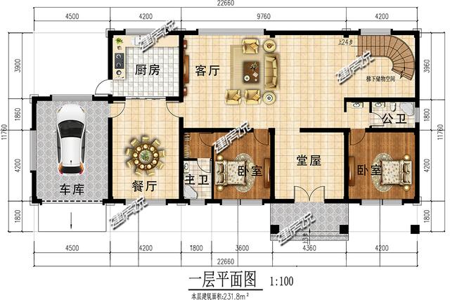二层新中式别墅设计图，带车库和挑空客厅，漂亮极了！