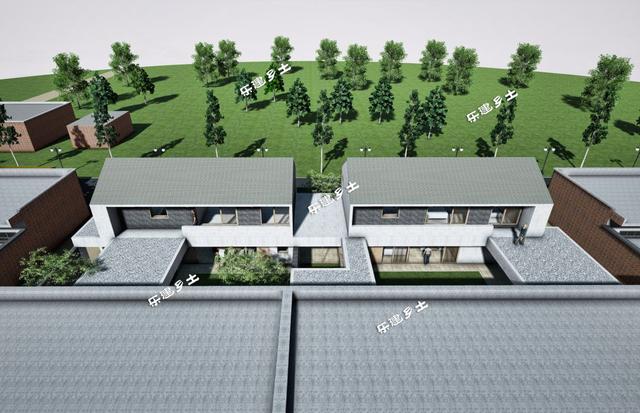 简约现代二层住宅设计图，造型端庄质朴，多露台，多庭院