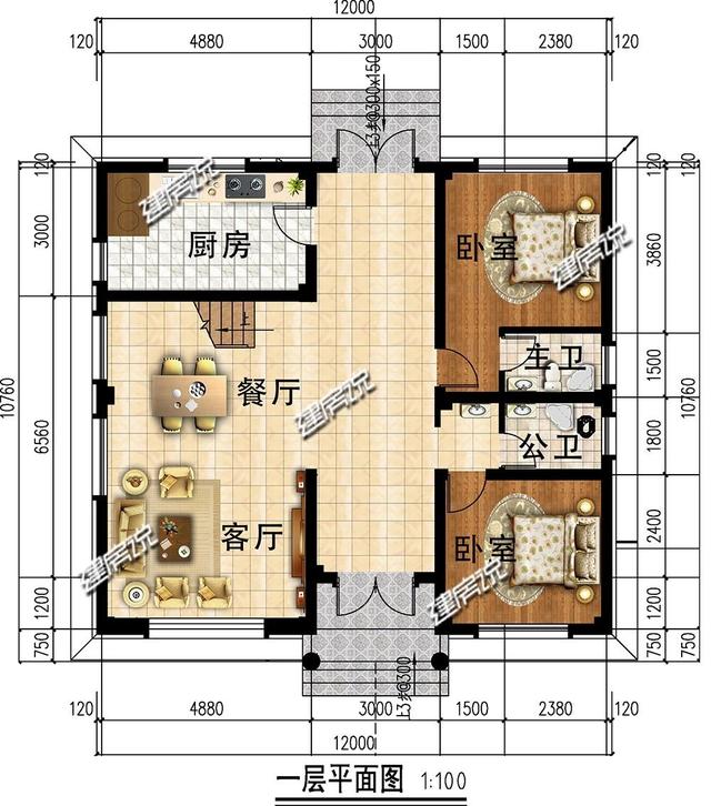 二层欧式别墅设计图，户型方方正正，外观美观，造价实惠，29万就能建成。