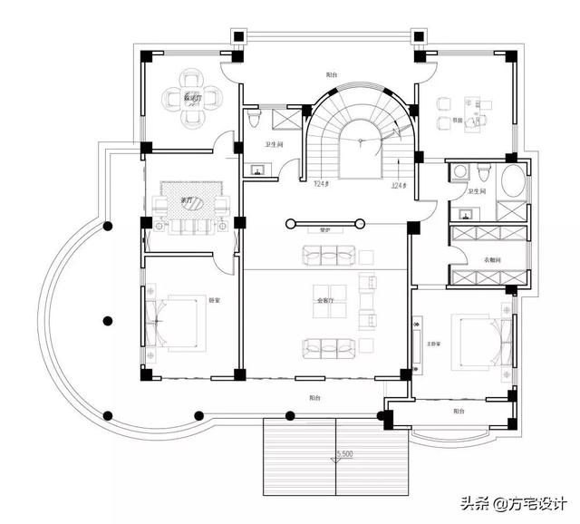 占地270平的五层豪华别墅设计图，带效果图和施工图。