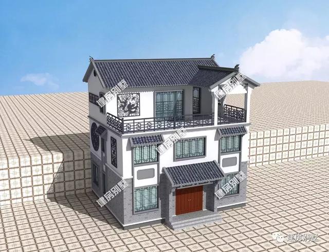 11.6×9.5米新中式别墅，有地势差的宅基地，学学这样建