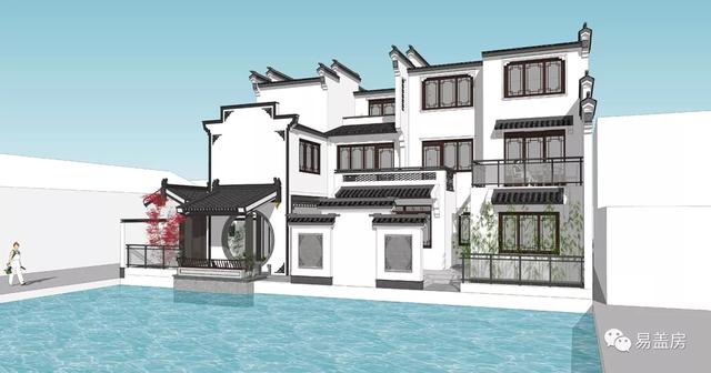 15.9m×11.2m三层新中式别墅，56万建成，过起了江南乡村生活。