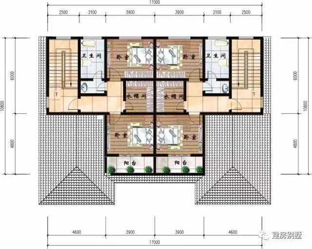 17×10.8三层兄弟双拼别墅设计图，回老家建房子就建双拼的，感情才能更好。