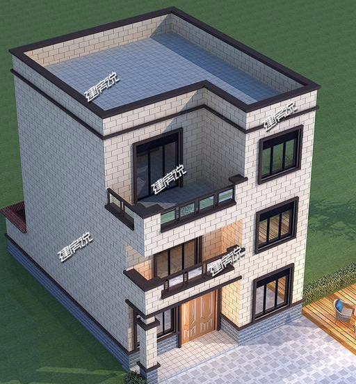 三层新中式别墅设计图，平屋顶设计，造价经济，施工简单，美观又实用。