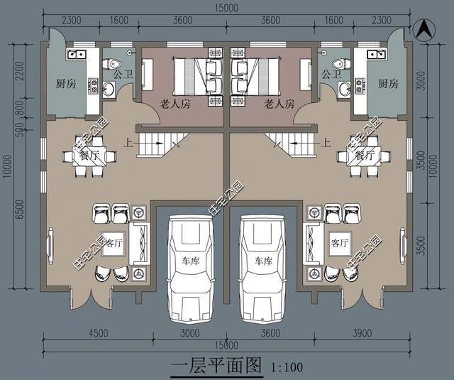 两兄弟合建三层新中式双拼别墅设计图，端庄素雅在，造价65万。