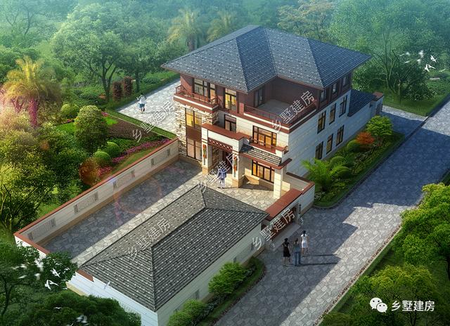 12.5X18.1米三层新中式别墅设计图，带庭院，经典耐看！