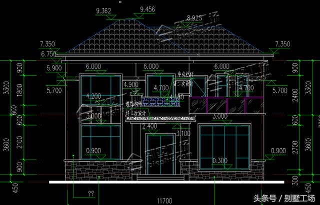 二层新中式别墅设计图，11.7X10m，4个卧室16万可建