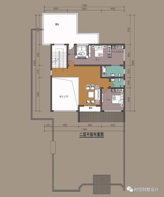 13x16米前庭后院三层中式别墅设计图，挑空客厅，6室4厅完美农村生活