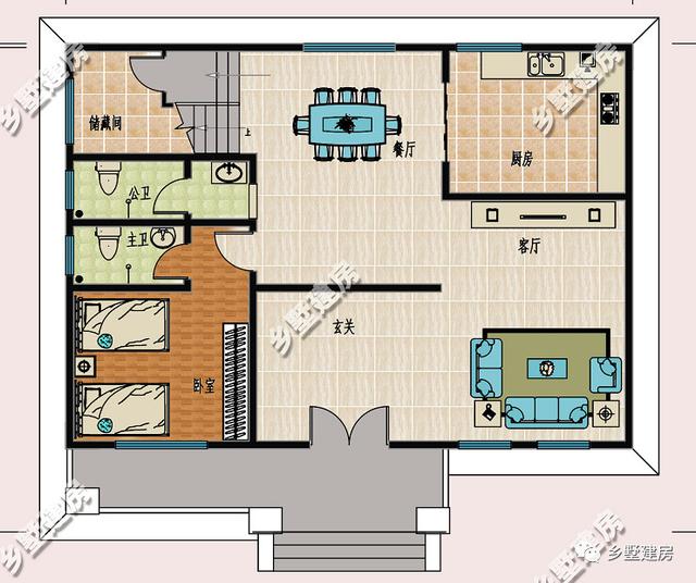 13x11米欧式别墅，外形美+内部布局合理，适合农村建造！