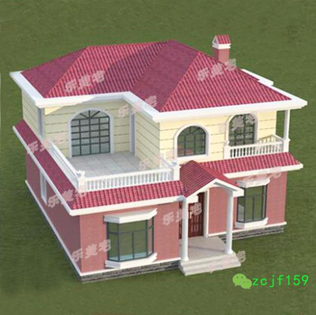 农村二层别墅设计图（附镜像款），带飘窗，外观颜色靓丽！