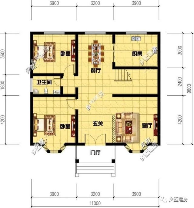简欧风别墅设计图，11X9.6米带阁楼设计别具一格，适合农村自建！