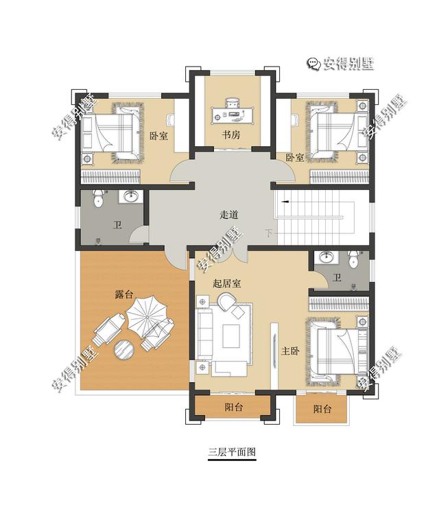 豪华3层欧式别墅设计图，12x14室内挑空大厅、超多卧室，惊艳全村