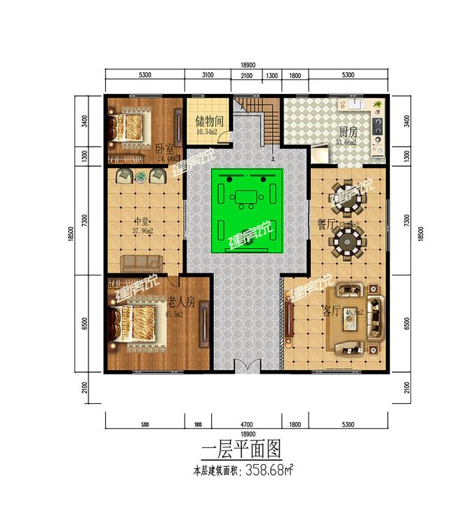 这个中国最美四合院别墅设计图，别墅豪宅之气爆棚，外观装饰恢宏大气，占地方正