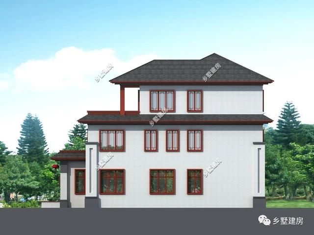 新中式四合院设计图，却有传统的黛瓦白墙，真是让人过目不忘的农村别墅