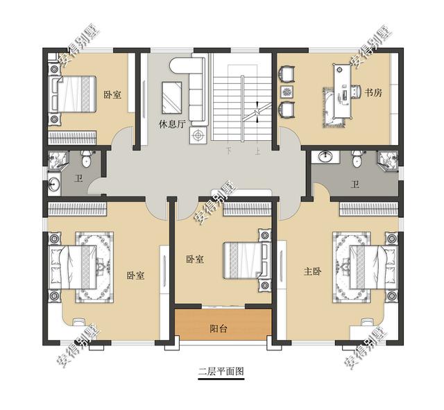 新中式三层别墅设计图，户型实用、外观精美、施工简单！