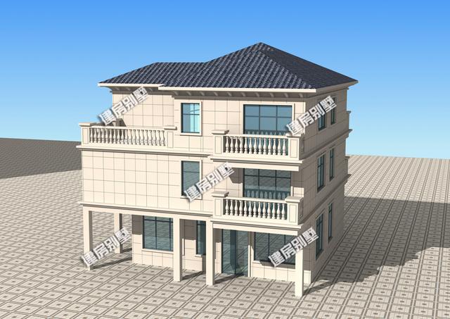 12x13.5三层简单别墅设计图，占地98平，二层空间超过140平